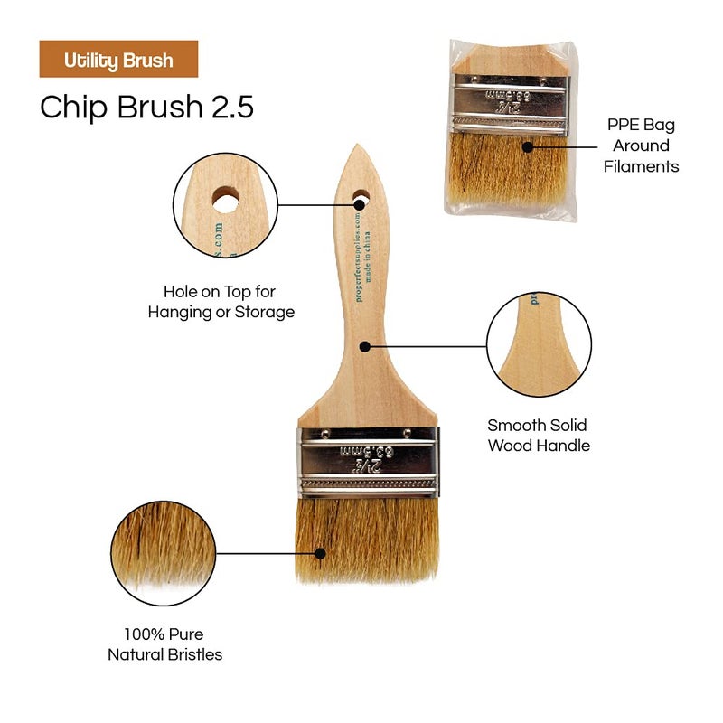 Vermeer Chip Paint Brushes - 24-Pack - 2.5"" Chip Brushes for Paints, Stains, Varnishes, Glues, & Gesso - Home Improvement - Interior & Exterior Use - Image 3